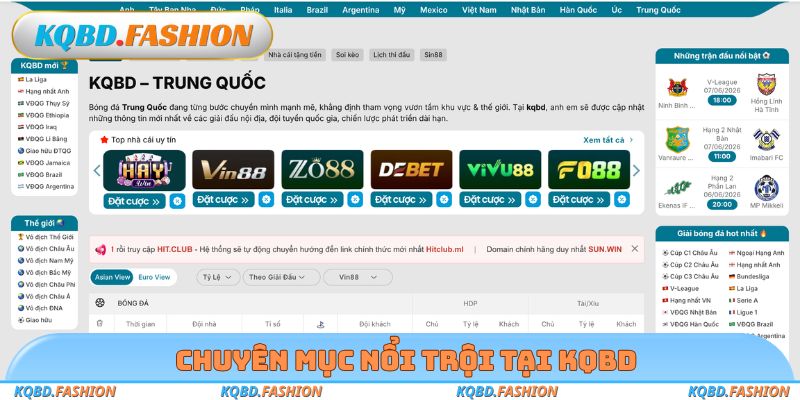 Chuyên mục nổi trội tại KQBD