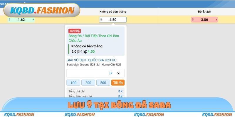 Lưu ý tại bóng đá Saba
